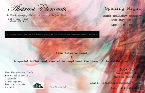 Abstract Elements, a photography exhibition by Najma Hush. 